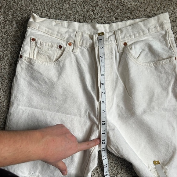 Levi’s Premium White High Rise Distressed Denim Jeans Casual Neutral 32 - Picture 6 of 9